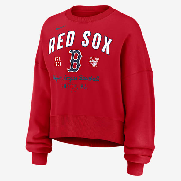 売れ筋商品|||ナイキ カットソー トップス レディース Women's Red Boston Red Sox Oversized Long Sleeve Cropped Pullover Sweatshirt Red Womens Red Hoodies and Pullovers. Nike.com
